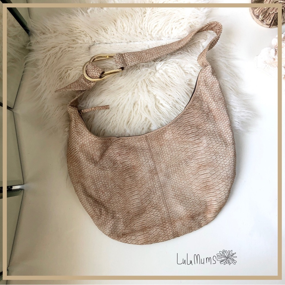 Banana Republic Snakeskin Embossed Leather Boho Crossbody Purse Handbag - Picture 1 of 16
